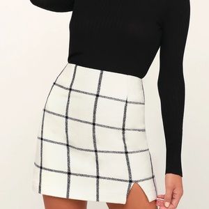 Lulus Spence Plaid Skirt White Size Small